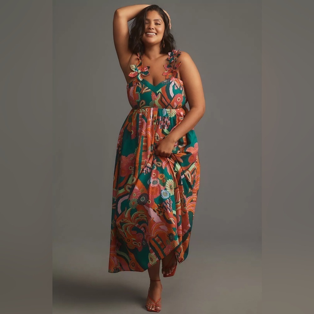 Farm Rio x Anthropologie Pleated Palm Midi Dress - Picture 5 of 10